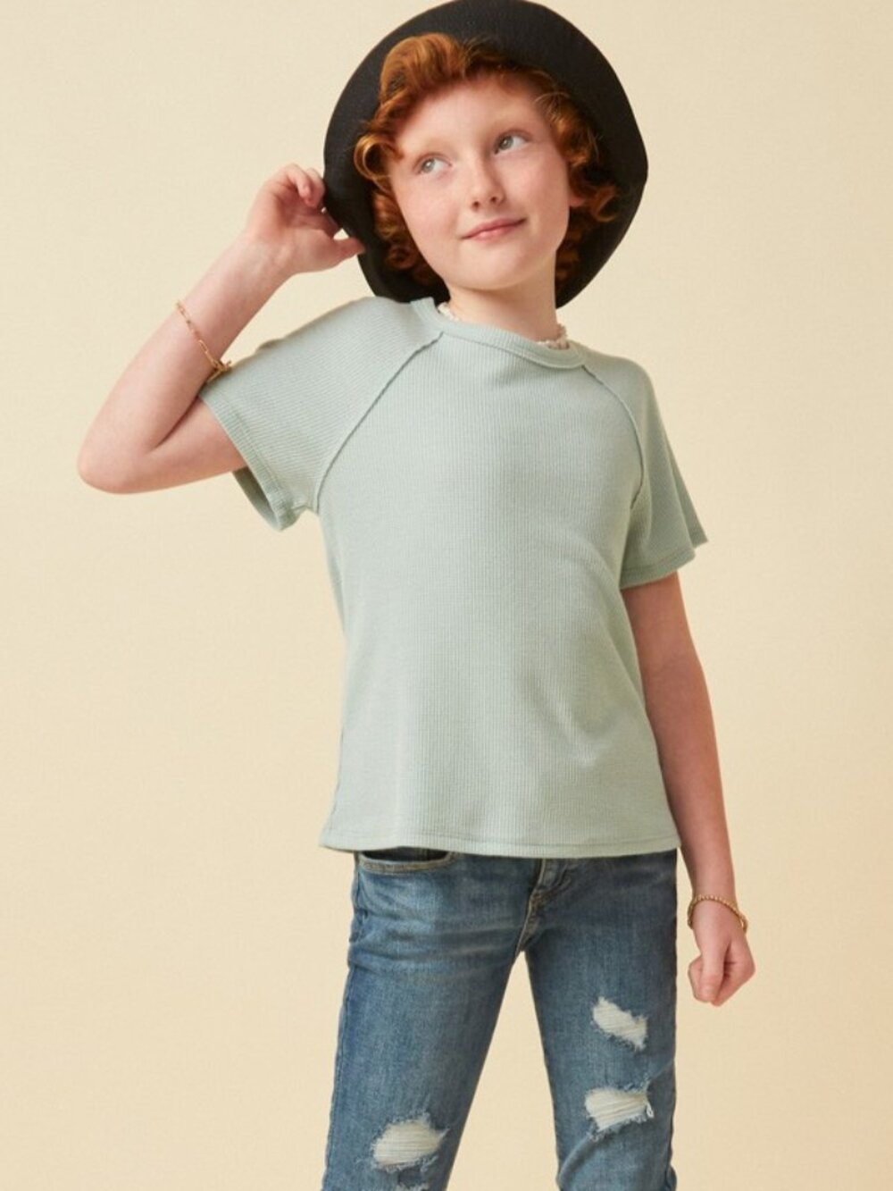 Hayden LA Girl's Waffle Knit Tee